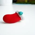Red Stocking Christmas Brooch