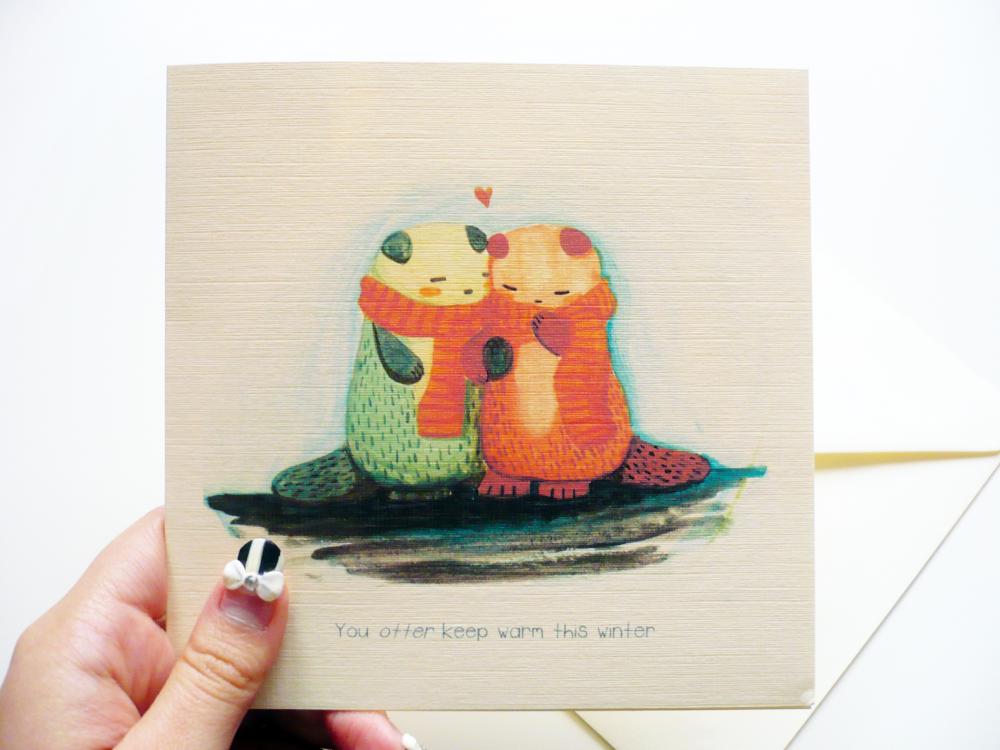 You Otter Keep Warm This Winter Christmas Valentine Love Card